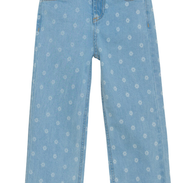 tüdrukute sinised teksapüksid lilledega