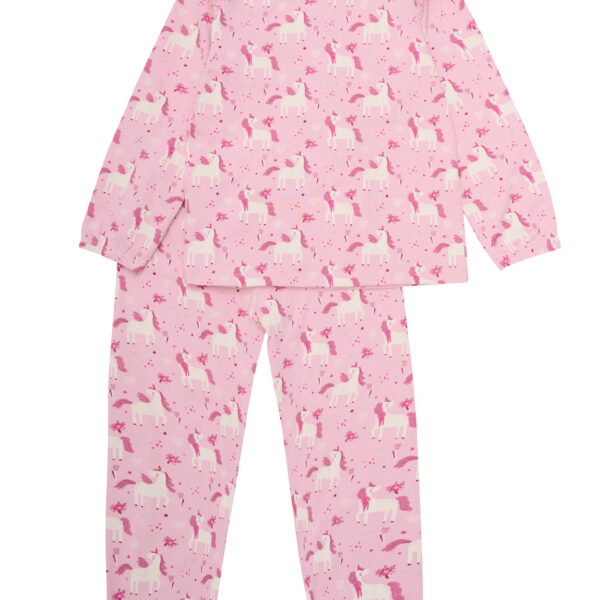 tüdrukute roosa pidžaama komplekt pikkad püksid ja särk ükssarvikutega