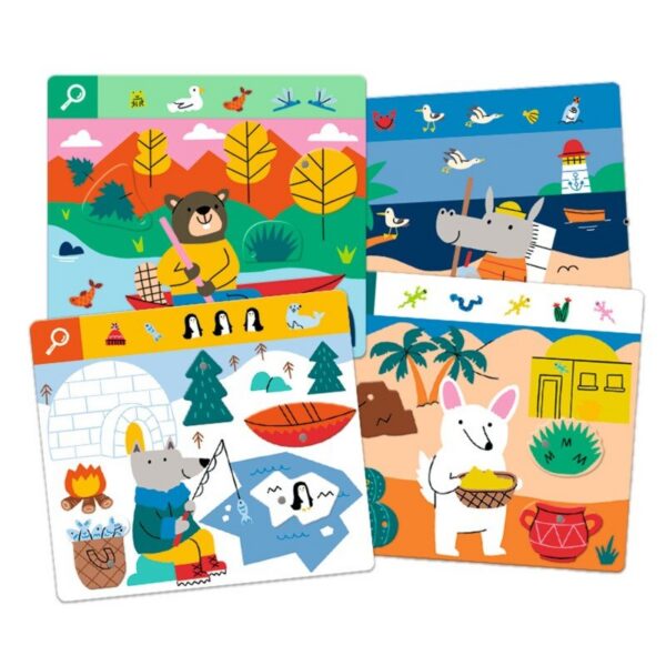 Djeco õppemäng ranna puhkuse loomade objektide otsimine pildilt