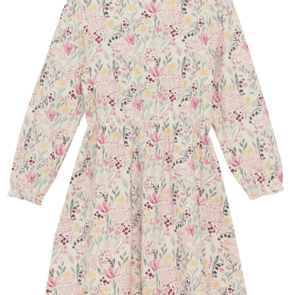 minymo pikkade varrukatega valge lilleline kleit