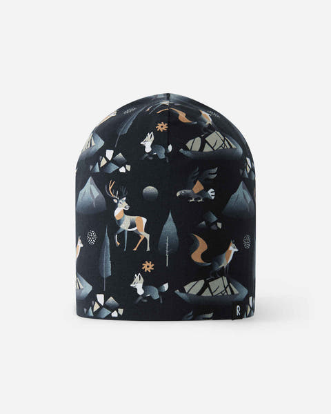 Reima kahtepidi kantav musta värvi kitsedega müts