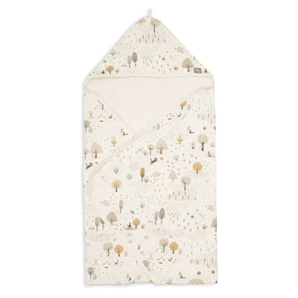 Jollein valge loodusega vannikeep rätik kapuutsiga