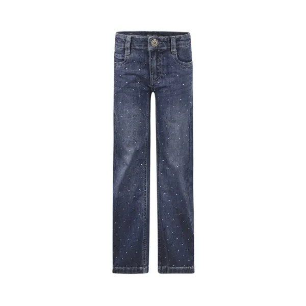 No Way Monday tüdrukute laiade säärega teksad siniste kivikestega