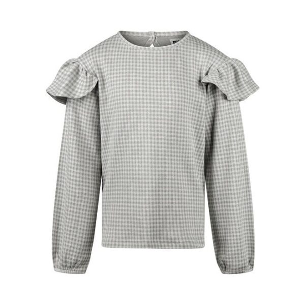 No Way Monday pikkade varrukate tüdrukute hall ruuduline volangidega pluus