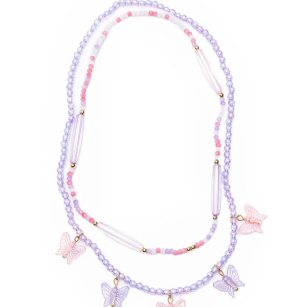 Great Pretenders laste lilla ja roosaga liblikate kaheosaline kaelakee