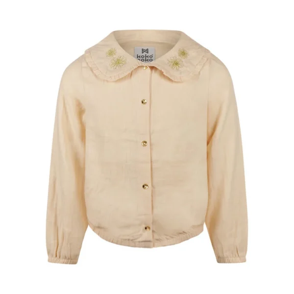 Koko Noko tüdrukute beež linane pluus tikandiga
