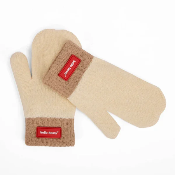 Hello Hossy seest pehme valge karvaga laste valged kindad