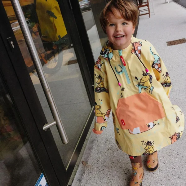 Hello Hossy laste vihmamantel poncho kollane ükssarvikuga