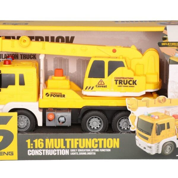 kollane kraana auto hääle ja tuledega