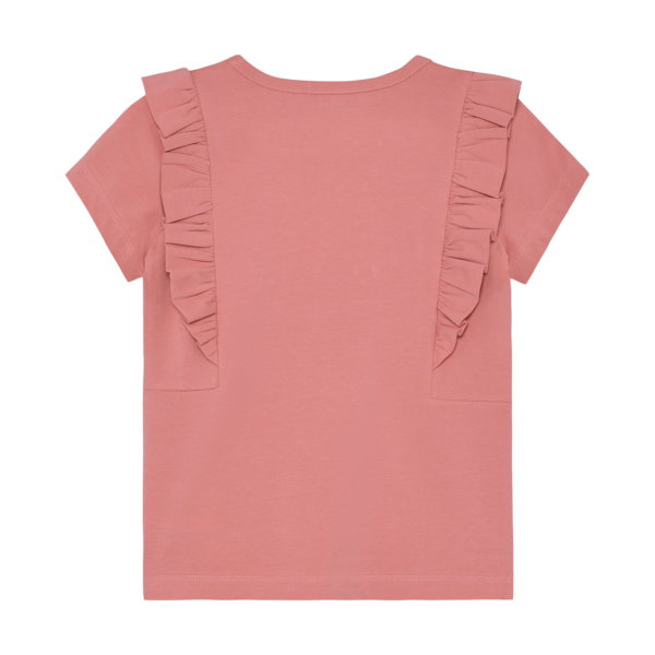 Tüdrukute roosa volangidega pildiga pluus