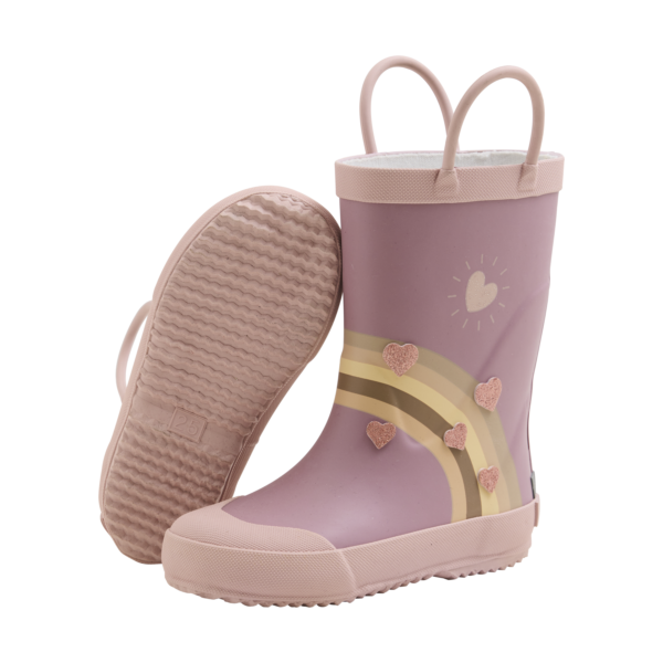 laste vikerkaarega roosad kummikud sangaga