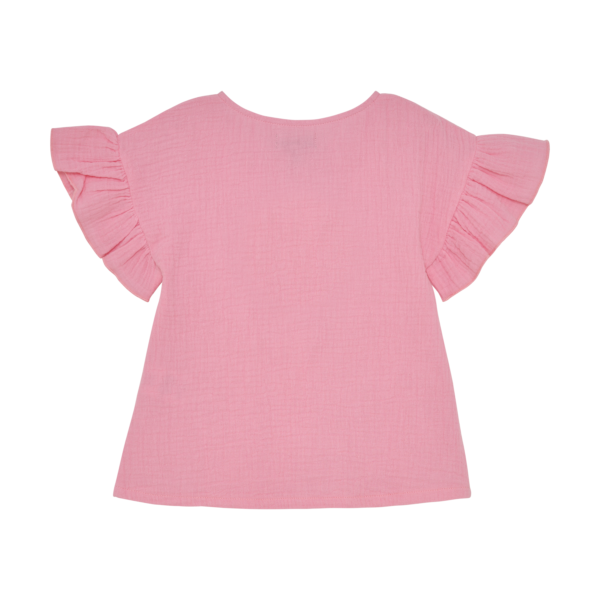 tüdrukute nööpidega musliinist roosa volangidega pluus