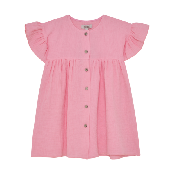 roosa puuvillast volangidega tüdrukute kleit