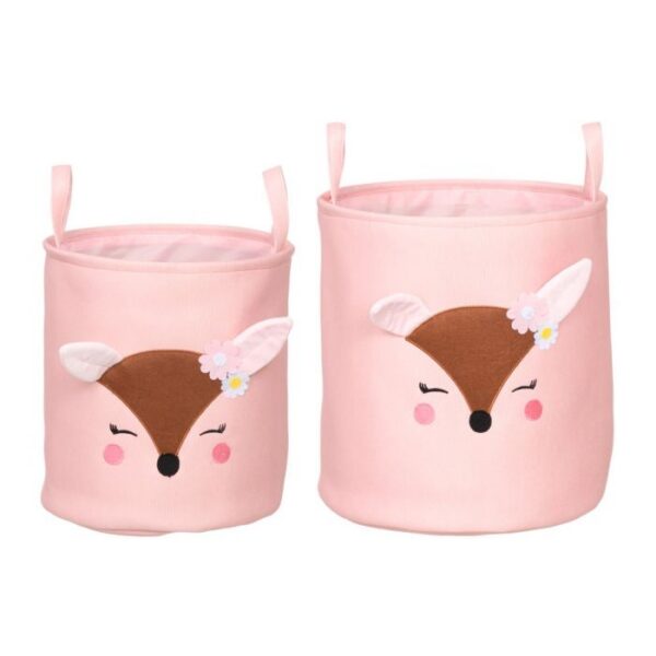 Laste roosa kitsega mänguasjade/pesukorv